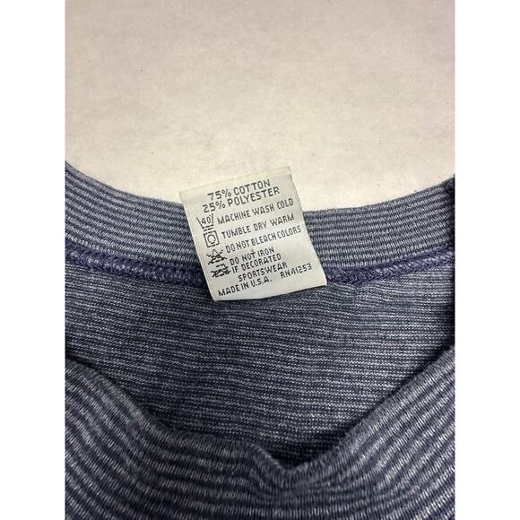 Vintage Galveston Island Size Large Tshirt Cal Cru Navy Stripe Destination - Picture 8 of 10